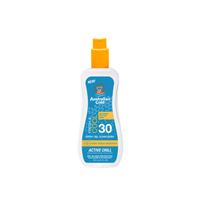 australian gold active chill fresh cool spray gel sunscreen spf30 237ml