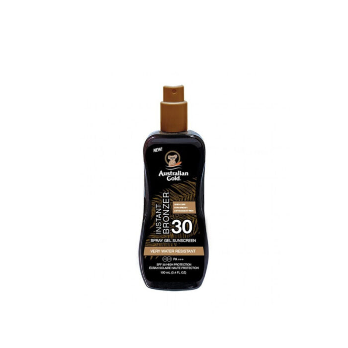 australian gold instant bronzer spray gel sunscreen spf30 100ml